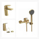 Juego Grifería Ducha Teléfono Bidet Y Lav Bajo DORADO-BRUSHED GOLD