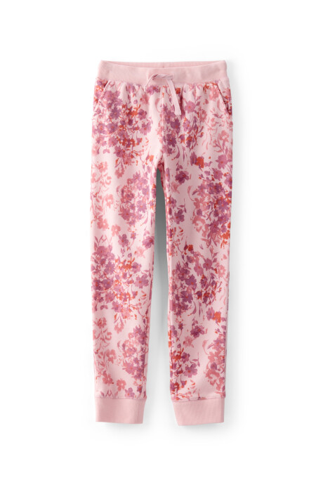 Pantalón de algodón, rosado, diseño floral Sin color