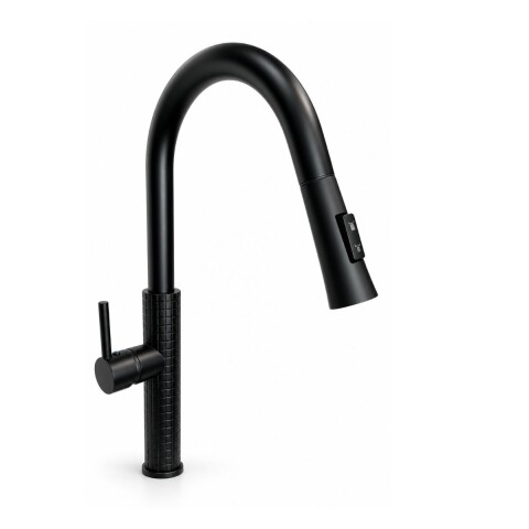Grifería de cocina Monocomando de mesada extensible Negra texturizada Grifería De Cocina Monocomando De Mesada Extensible Negra Texturizada