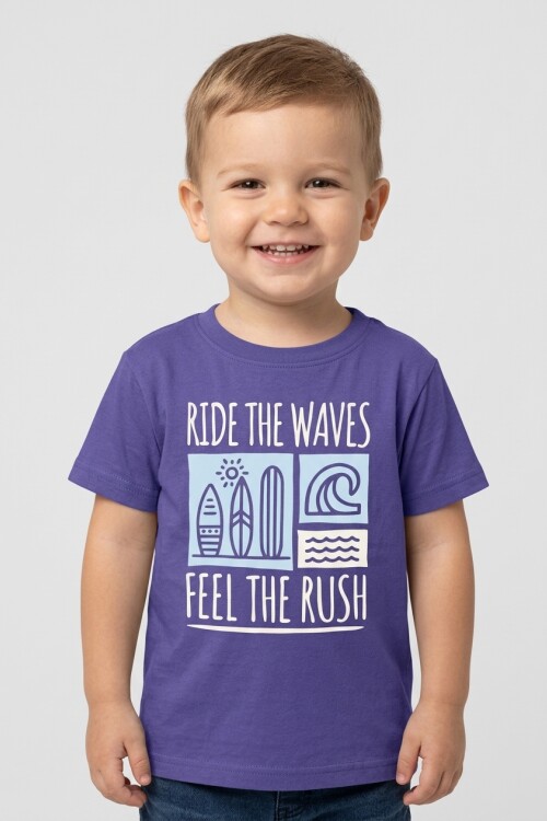 Remera m/c estampada Ride the Waves AZUL MARINO