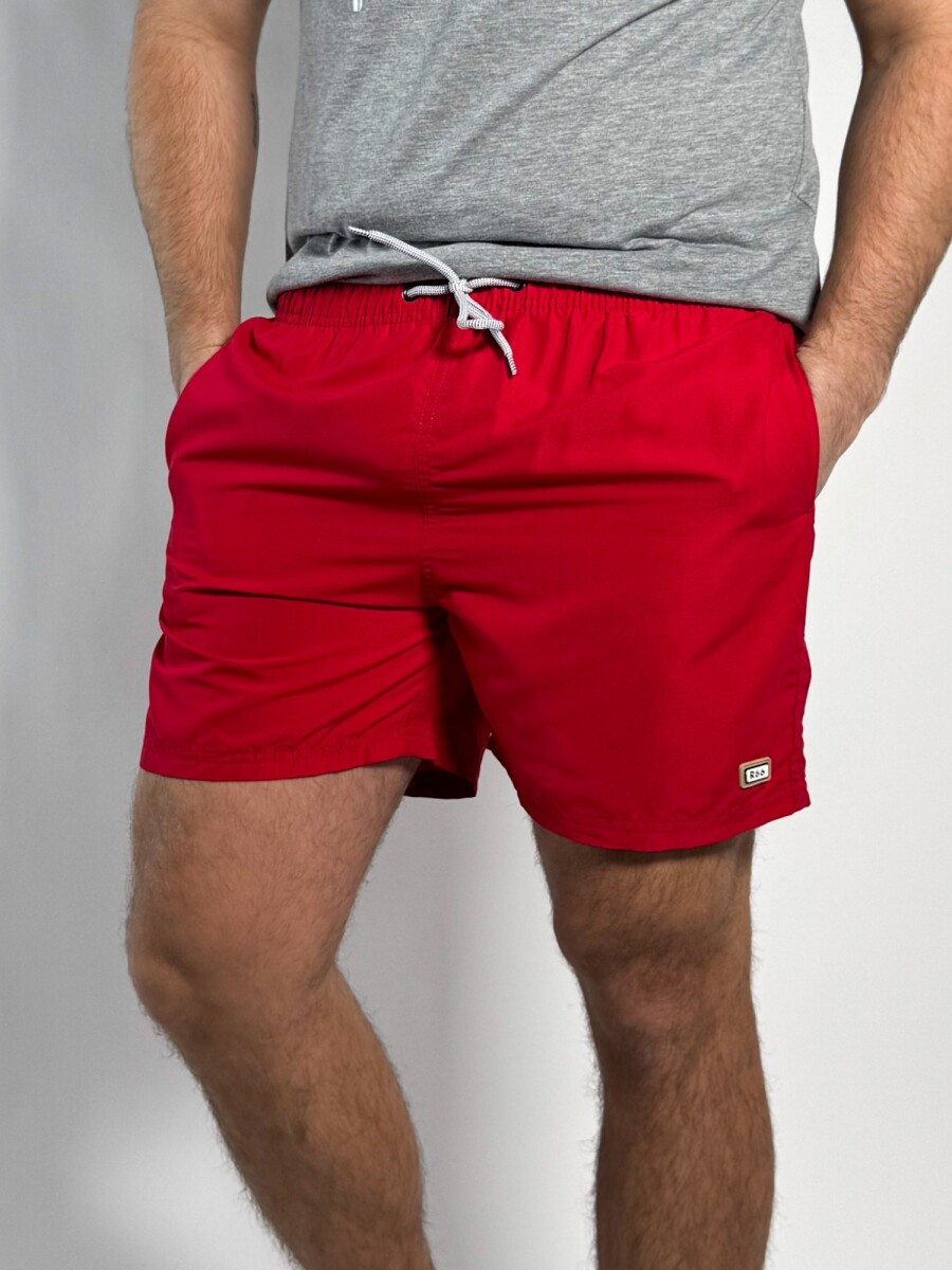Short de baño liso Salvo - Rojo 