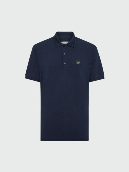 PHILIPP PLEIN - polo piqué azul marino Gothic Plein Azul
