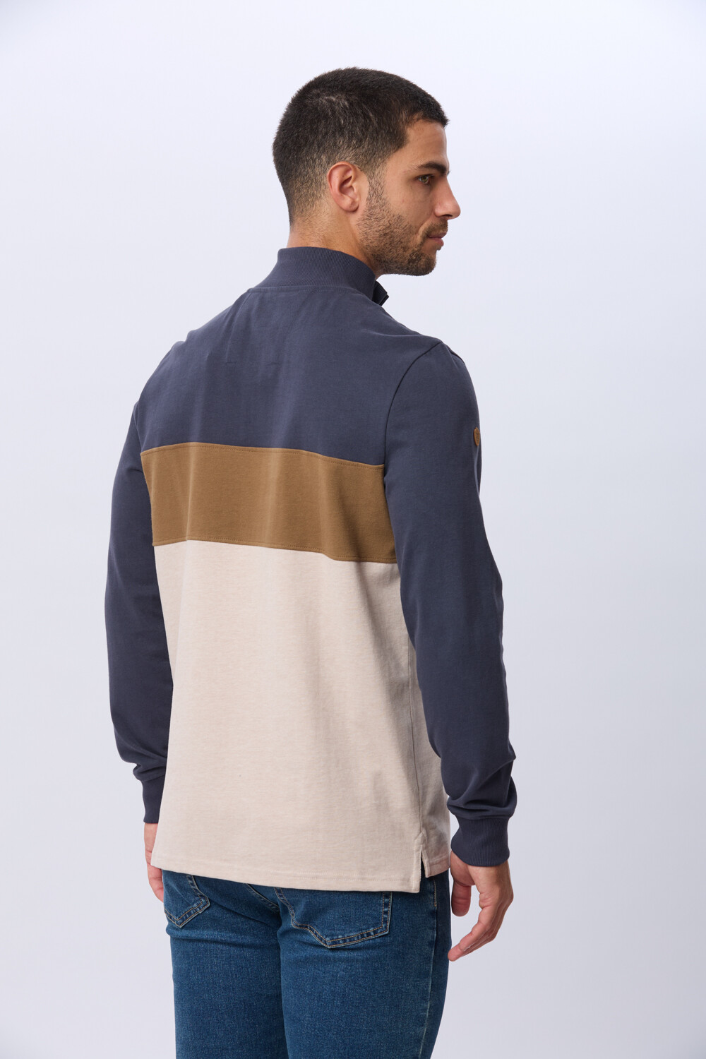REMERA POLO RAYADA DE ALGODÓN Azul