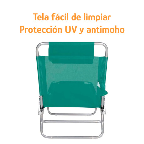 Reposera Aluminio 4 Posiciones Aluminio c/Asas Plegable Mor Verde