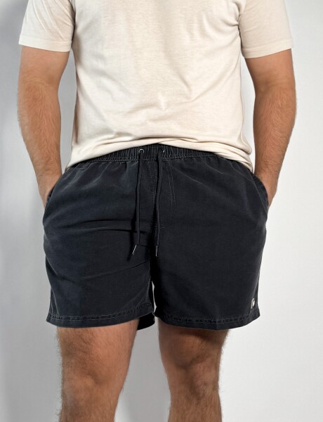 Short de baño liso Acid Wash Avici Negro