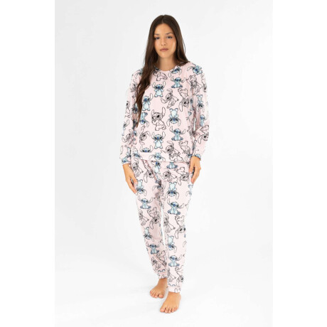 Pijama stitch velour Rosado