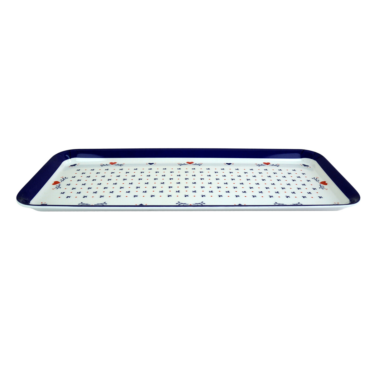 BANDEJA RECTANGULAR MELAMINA LINEA CORAZON 38X16X1.9CM 220GR 