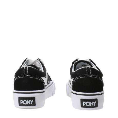 Championes de Niños PONY Plataforma Lona Negro - Blanco