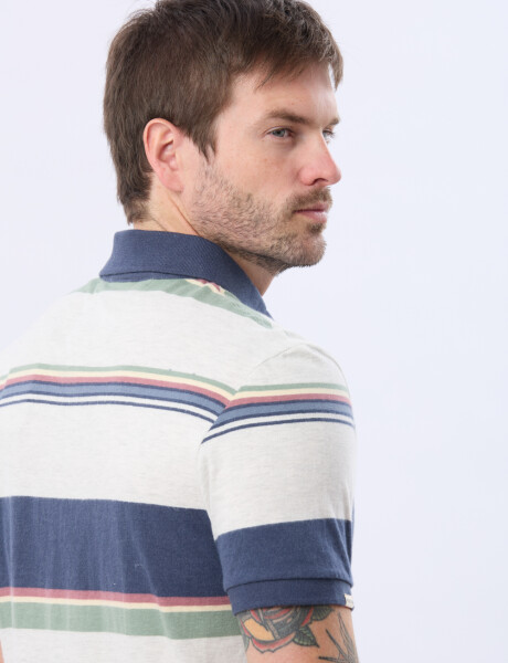 REMERA POLO RAYADA Gris