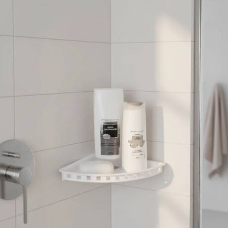 Organizador Esquinero c/Ventosa Práctica Ducha Baño Plástico Blanco