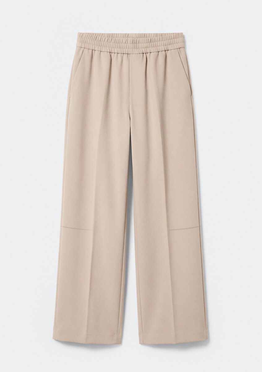PANTALÓN RECTO DE TELA - BEIGE - BEIGE 