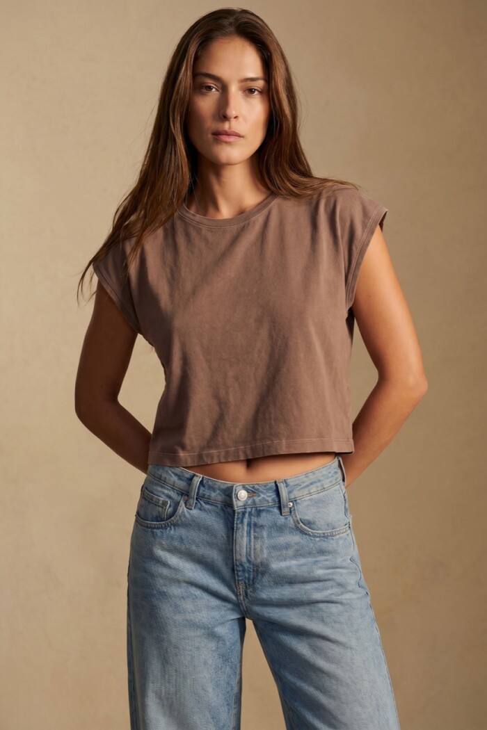 Remera Algodon Lavado Marron