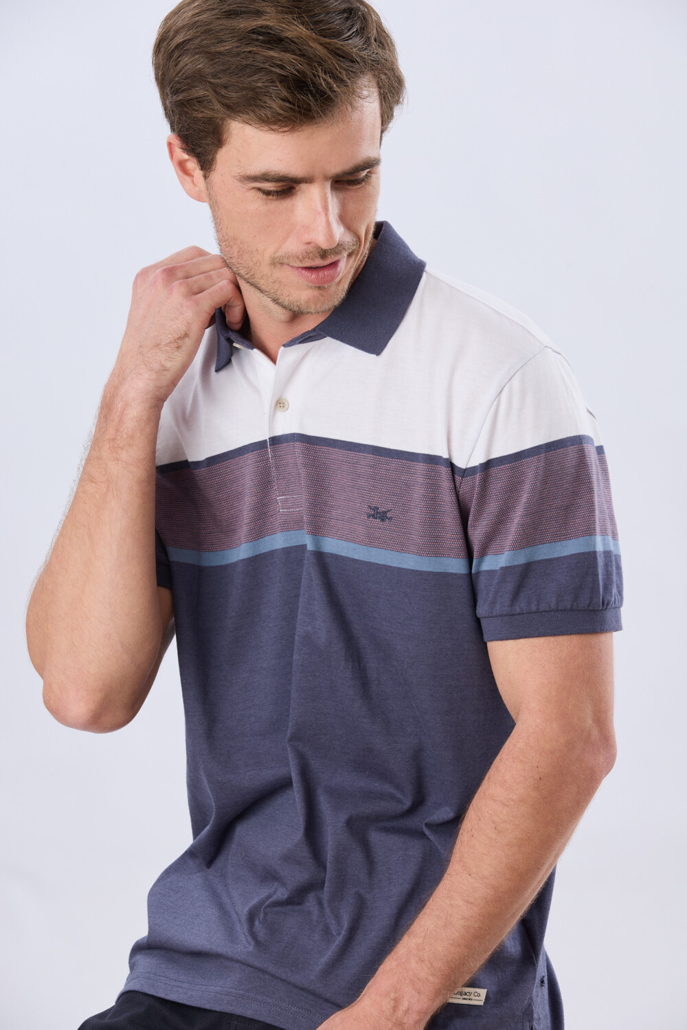 REMERA POLO RAYADA JERSEY Blanco