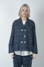 CHAQUETA EN CHECK DE ALGODON Azul