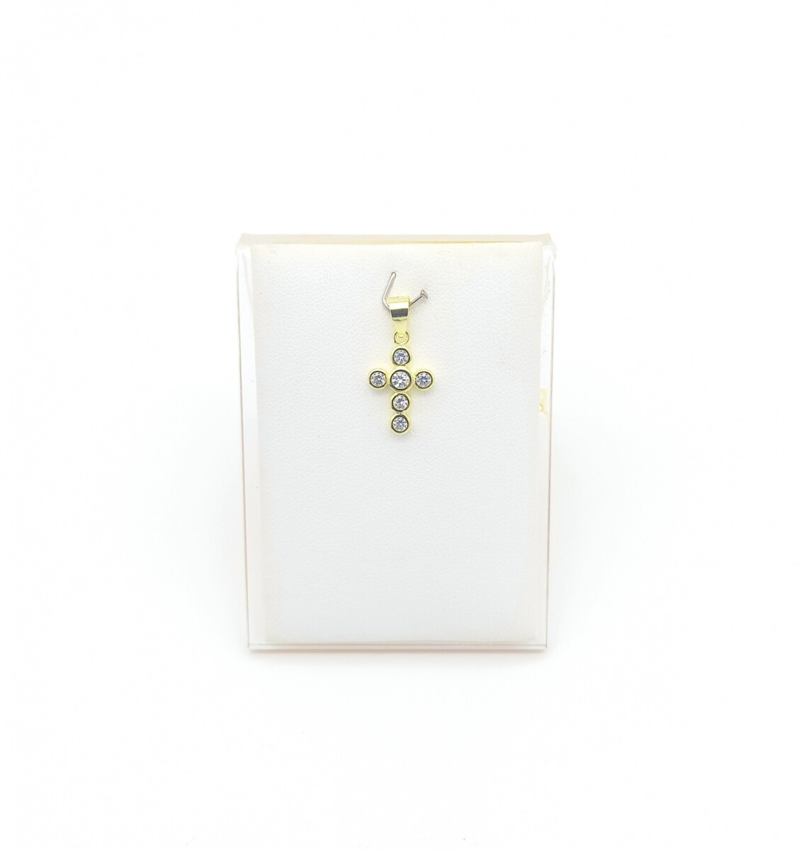 Cruz de plata 925 con baño de oro amarillo y circonias. 