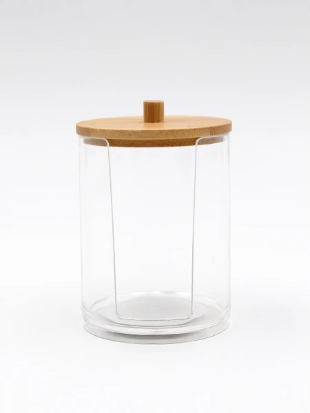 ORGANIZADOR DISCOS ALGODÓN C/BAMBU TRANSPARENTE