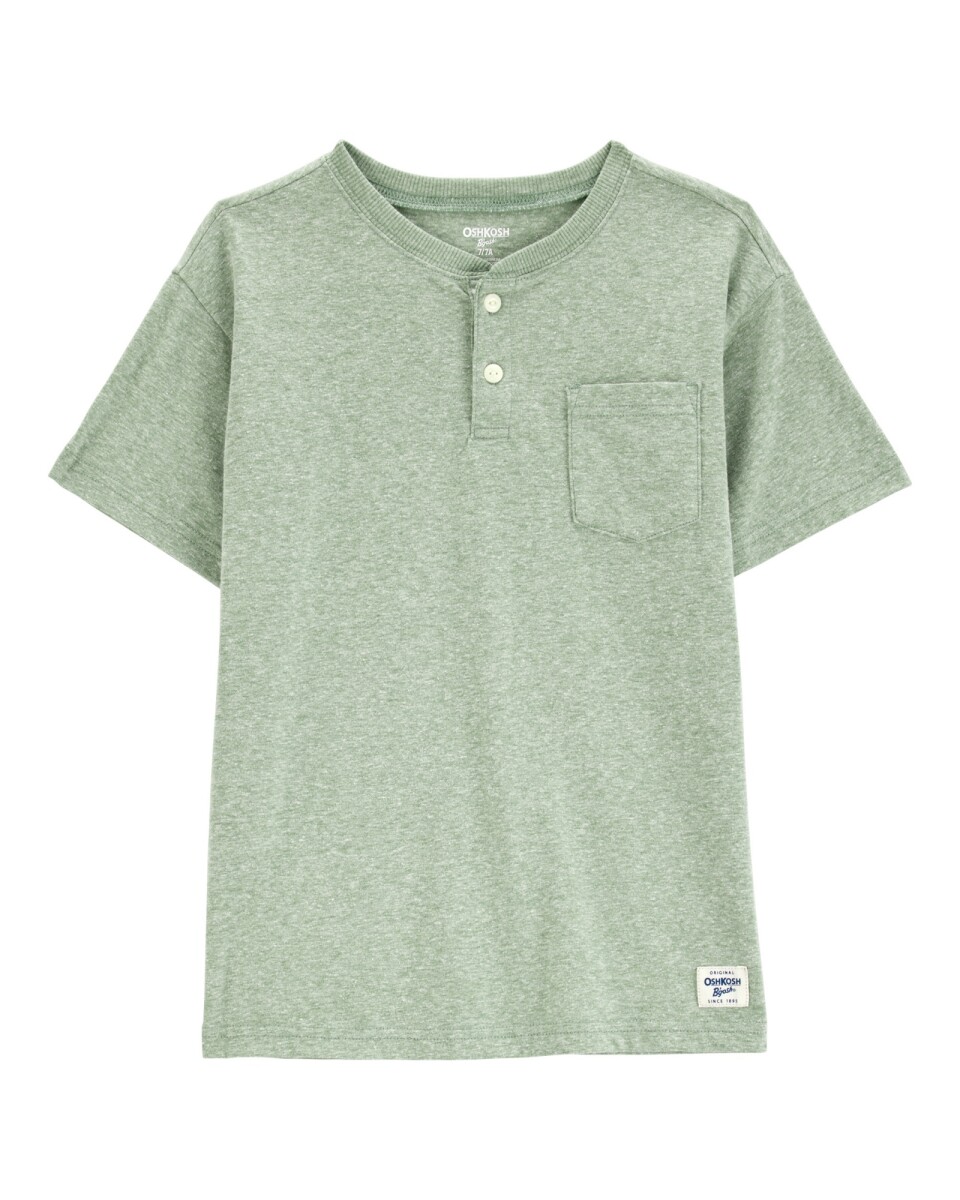 Remera henley de algodón, verde 