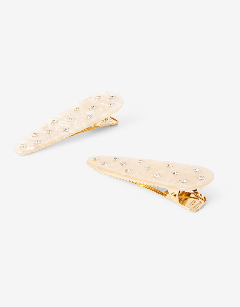 Horquillas con Accesorios Strass Set De Horquillas Con Strass - Blanco Crudo