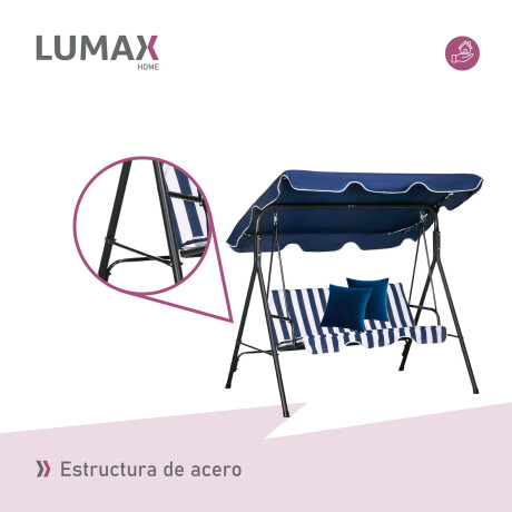 Hamaca Jardín Lumax con Toldo Hierro Exterior Azul/Blanco