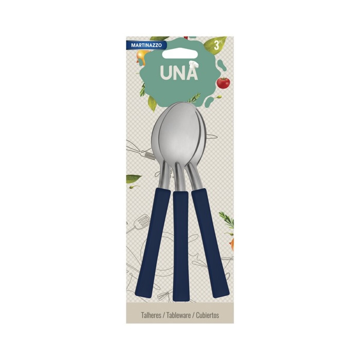 UNA Set 3 Cucharas te M.Plastico Azul 83345/28 