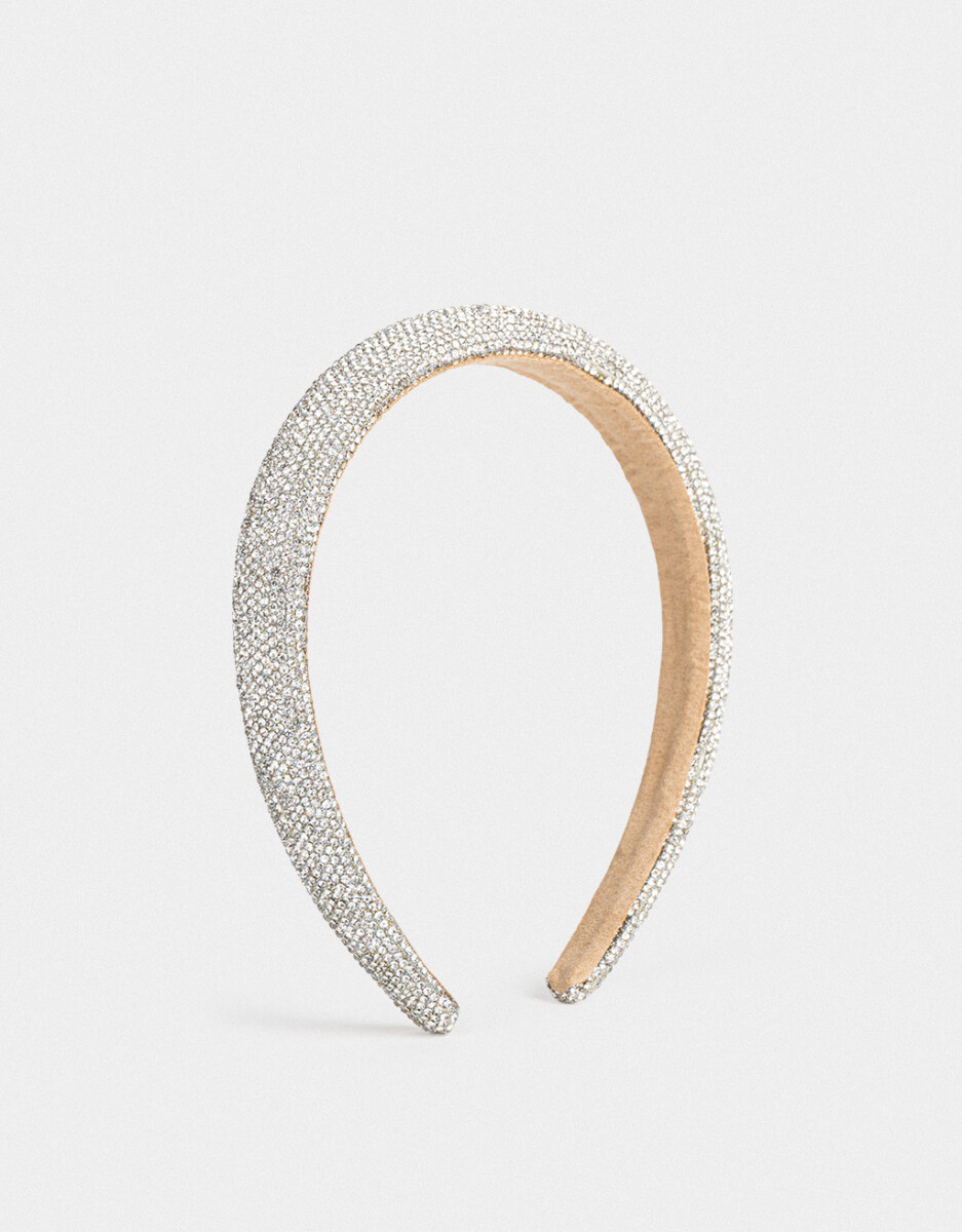 Vincha Rígida Strass Plateado 