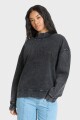 SWEATER SUND WASHED MOCK NECK CREW FLC J-negro