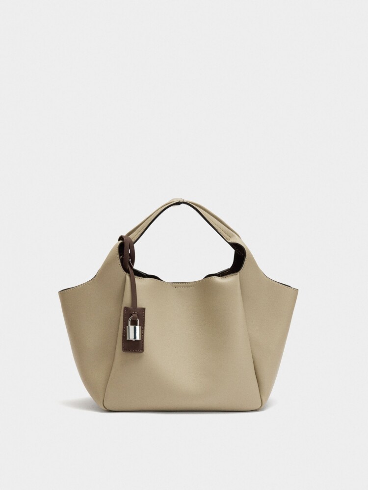 Bolso Tote Con Penduro crudo