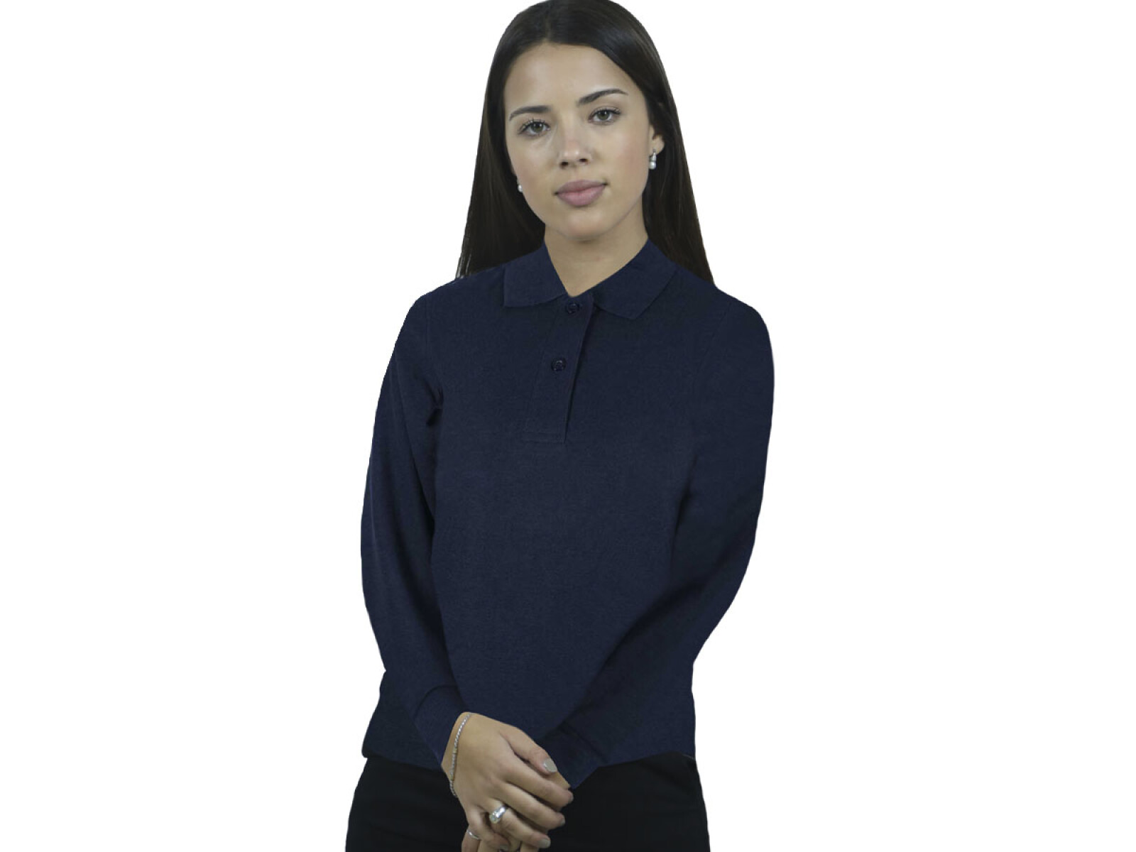 Remera Polo Dama Manga Larga - Azul marino 