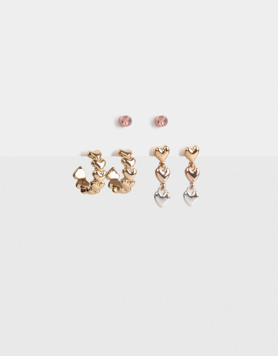 Set De Aros Bañado En Oro Rosa 