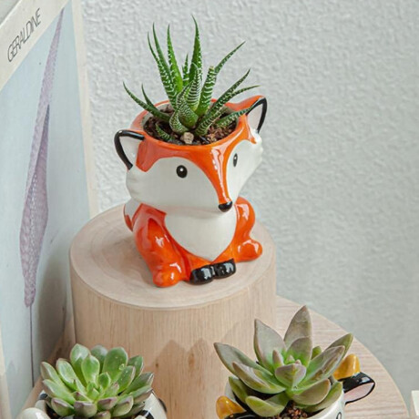Maceta de ceramica zorro naranja Naranja