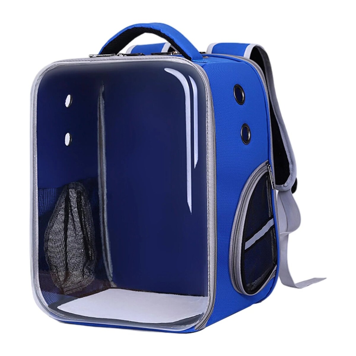 Mochila Transparente Rectangular Perro Gato Animal Premium - Color Variante Azul 