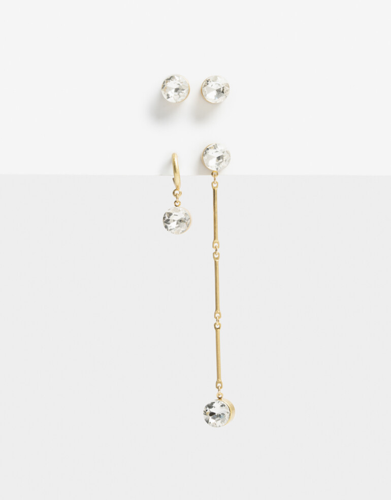 Aros Sets Strass Set De Aros - Dorado Oro Amarillo