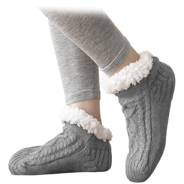 Medias Termicas Polar Invierno Algodón Antideslizantes Color Variante Gris L