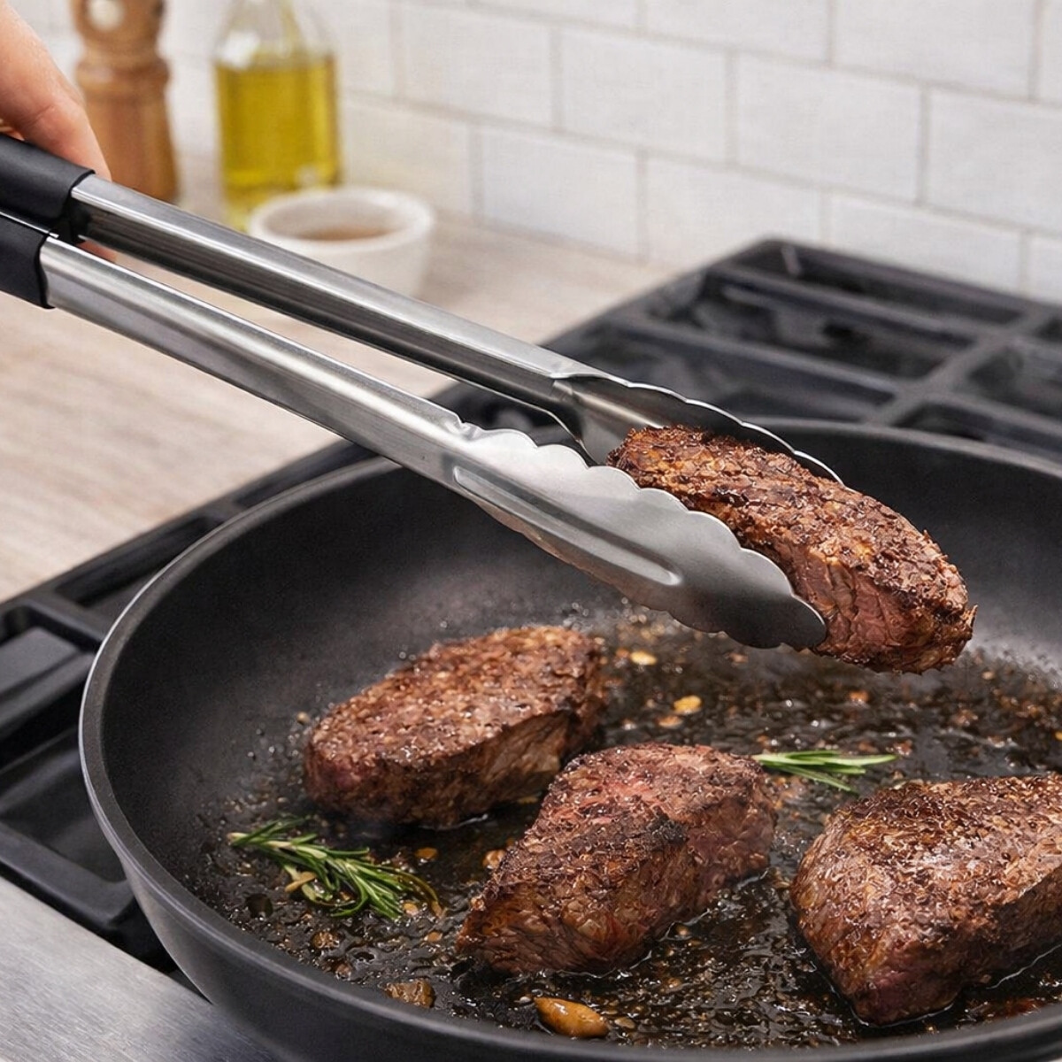 Pinza para Parrilla 41 cm Negro Acero Inoxidable 