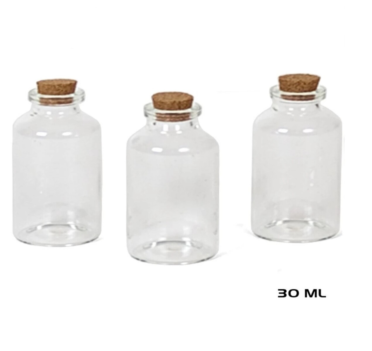 Set 3 Botellitas Mini de Cristal con Tapón 