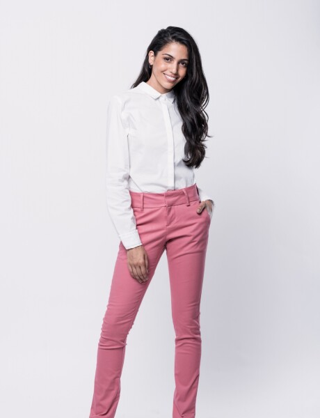 PANTALÓN DE GABARDINA SKINNY CORAL