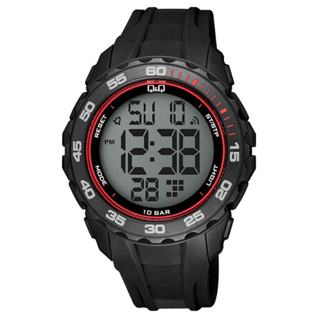 Reloj Q&Q Digital Deportivo Original PVC Sumergible Negro-Rojo