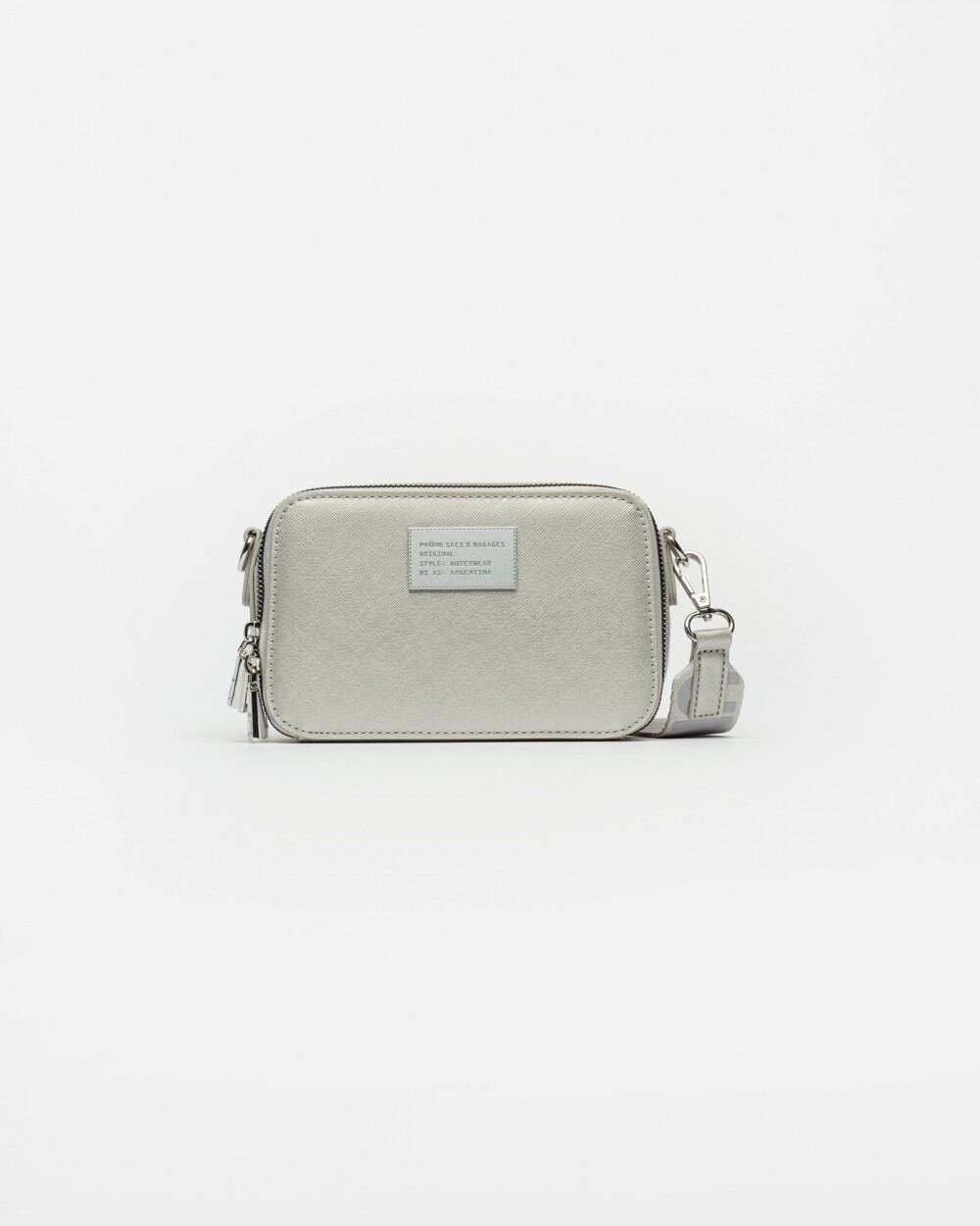 Mini Bag New Penny En Efecto Cuero Zaffiano Metalizado