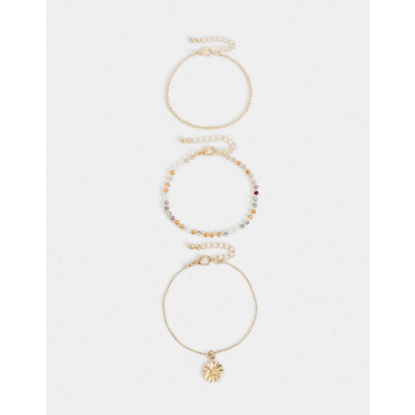 Set De Pulseras Flexibles Con Dije Dorado