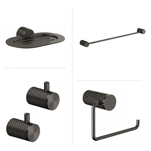 SET DE ACCESORIOS BAÑO METAL SIGNATURE GRAFITO GUNMETAL GRAFITO-GUNMETAL