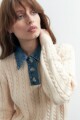 Sweater cuello polo en jean beige