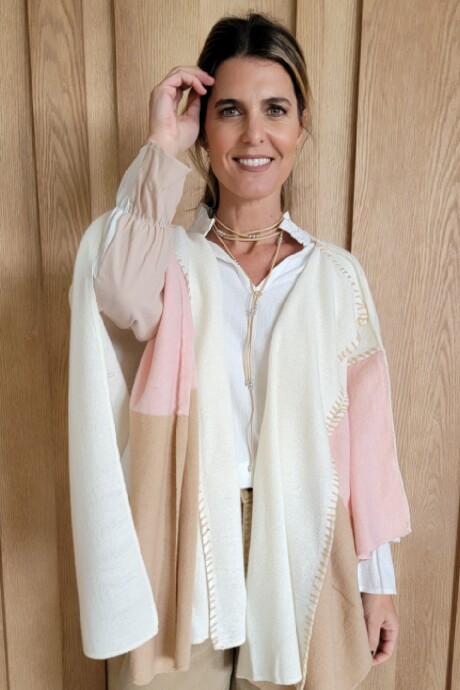 Ruana Bonn Lambswool Rosa con Beige