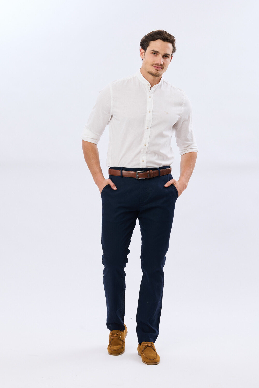 PANTALON CLÁSICO DE LINO Azul