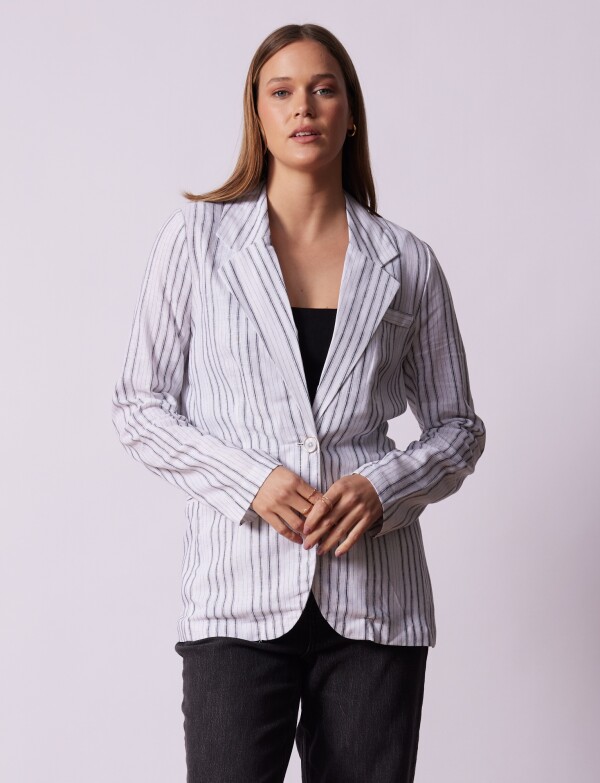 Blazer Lino BLANCO/NEGRO