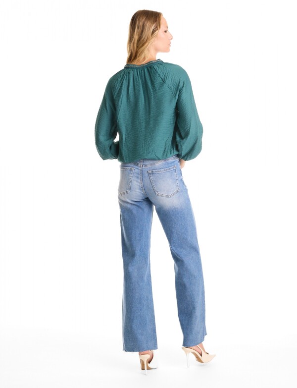 Blusa Saten Mostacillas VERDE OSCURO