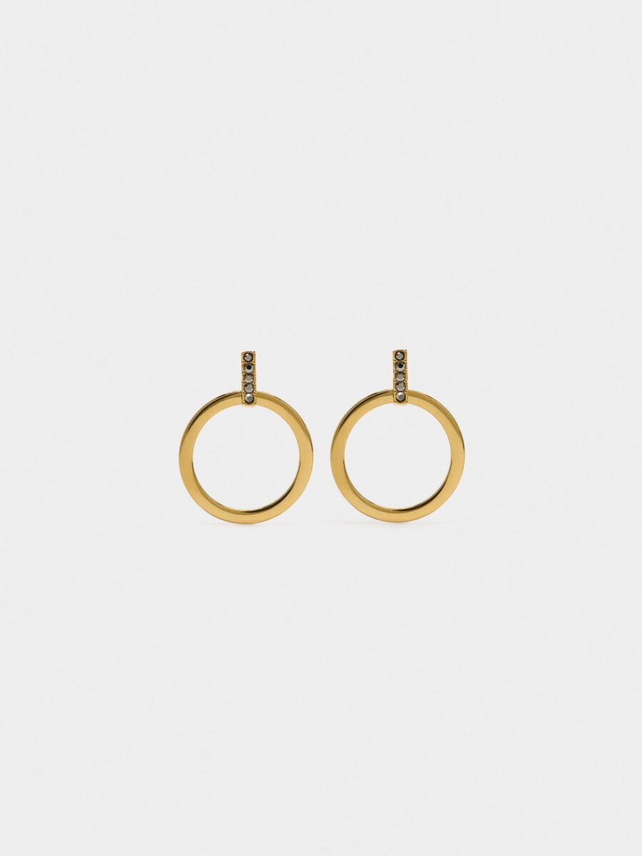 Aros Colgantes Con Cristales - Acero Inoxidable dorado