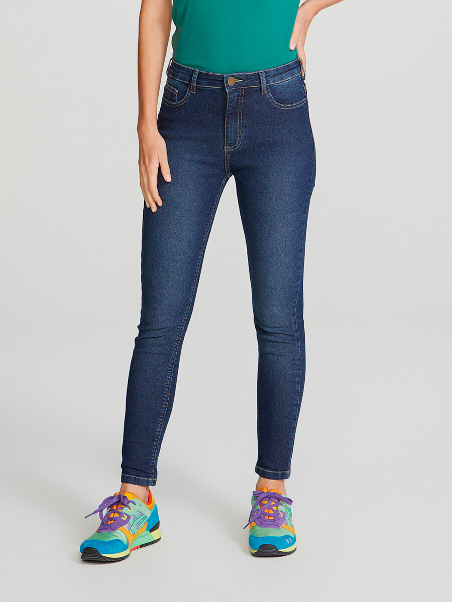 PANTALÓN DE JEAN CINTURA MEDIA SKINNY - AZUL 