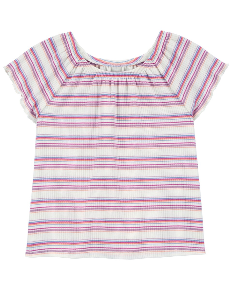 Blusa de algodón acanalado diseño a rayas 