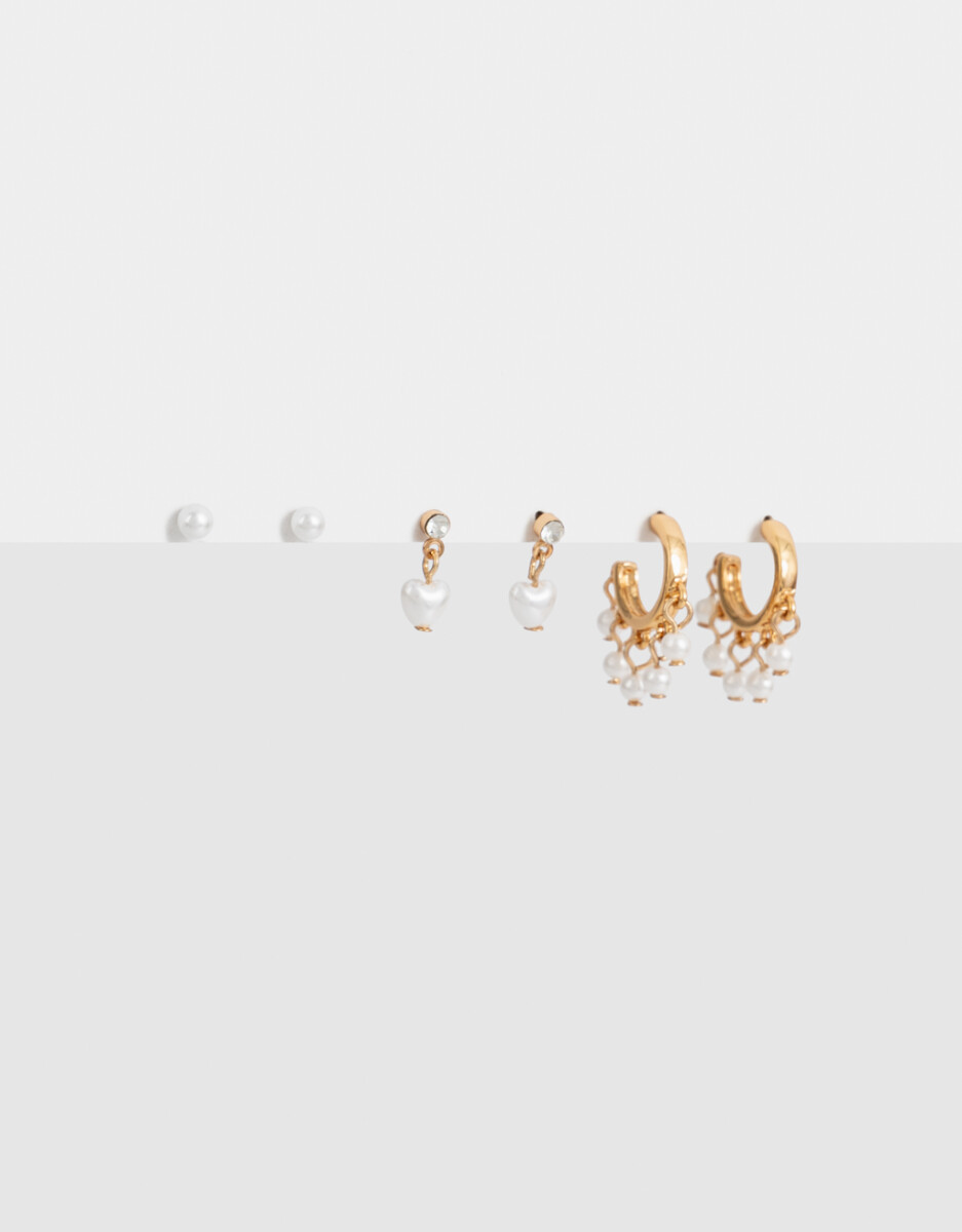 Set De Aros Bañados En Oro 
