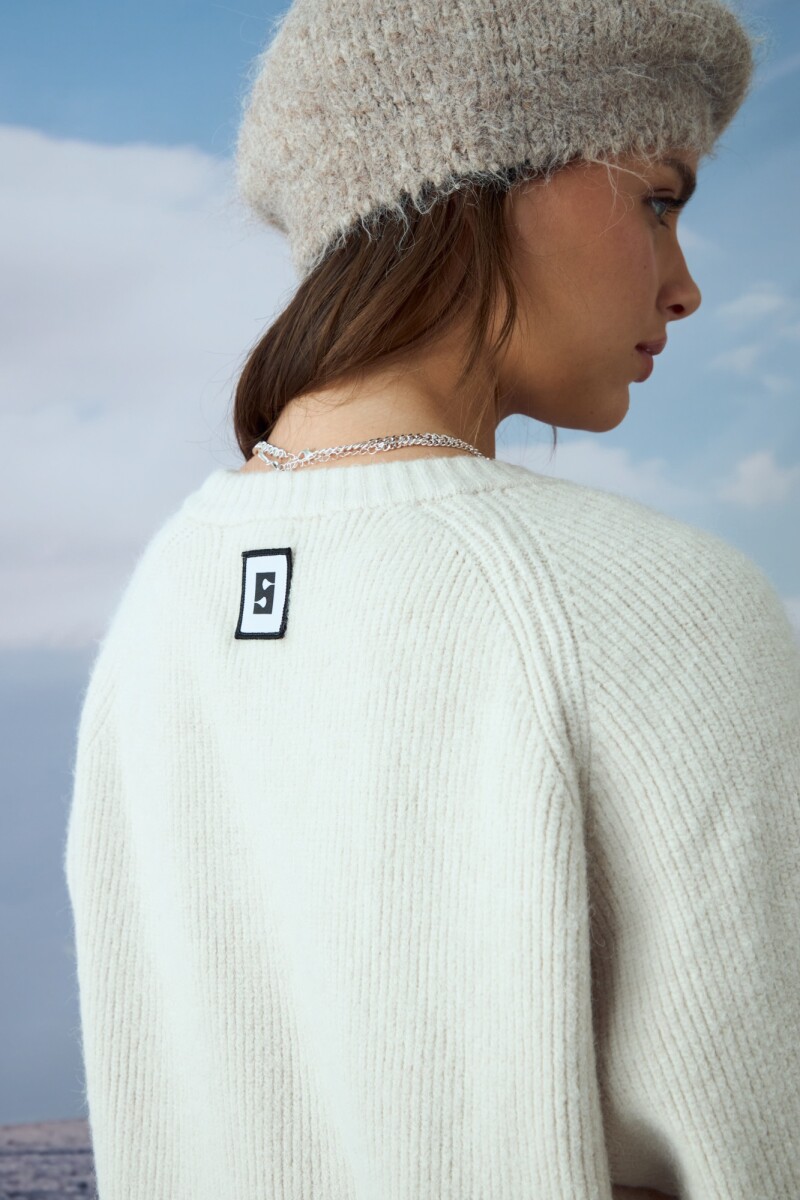 Cardigan tejido bolsillos crudo